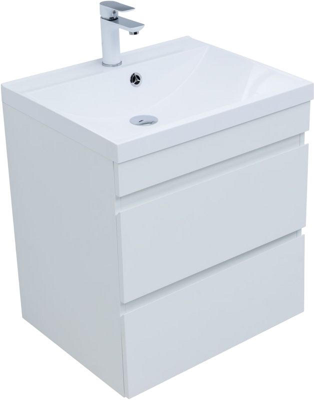 Тумба под раковину без столешницы Aquanet Нота new 60 подвесная, белая глянцевая