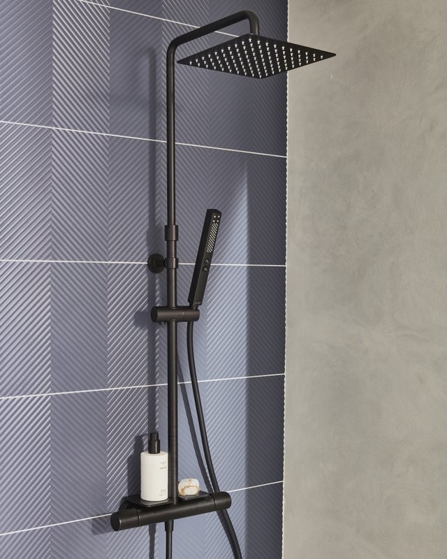 Душевая стойка Jacob Delafon Metro E26596-BL черная,  с полкой