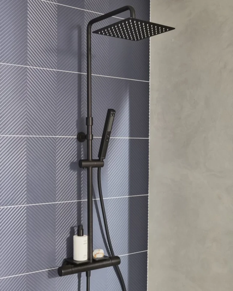 Душевая стойка Jacob Delafon Metro E26596-BL черная,  с полкой
