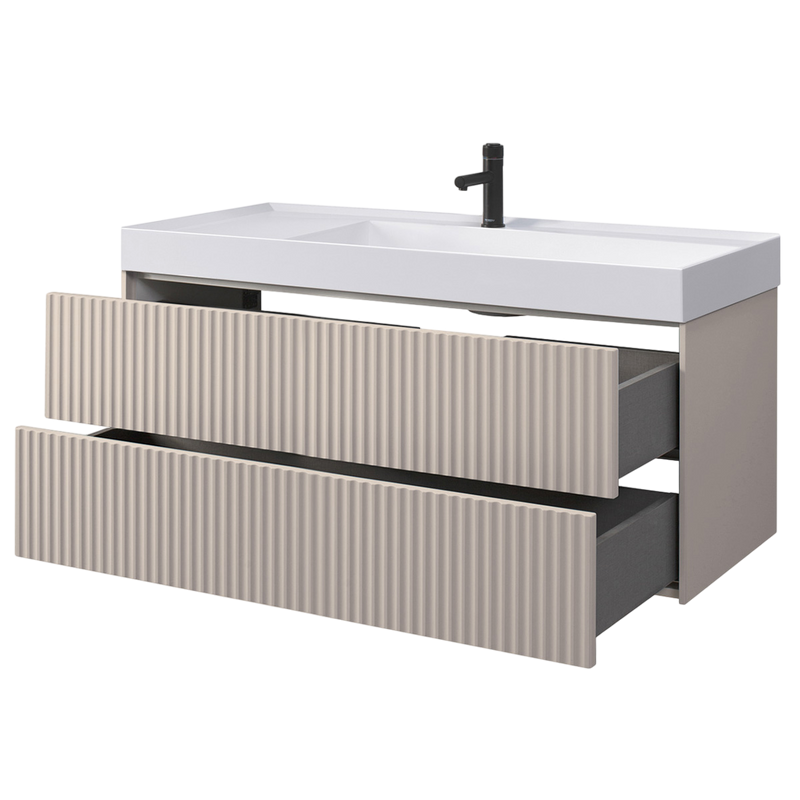 Тумба с раковиной Belux Сиртаки 120 подвесная, светлый миндаль матовый , раковина 1200-02