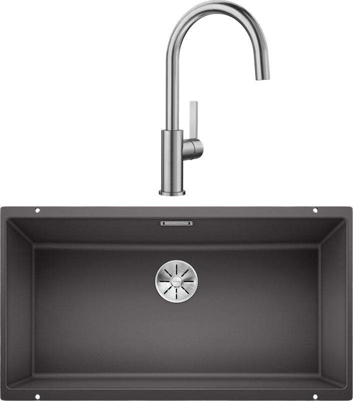 Комплект Мойка Blanco Subline 800-U темная скала + Смеситель Candor 523120