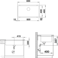 Комплект Мойка Blanco Subline 800-U темная скала + Смеситель Candor 523120