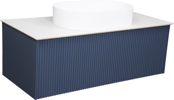 Тумба под раковину со столешницей La Fenice Terra 100 синяя, столешница белая