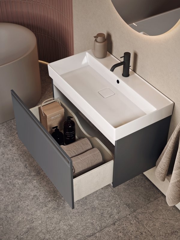 Тумба с раковиной Aqwella Pure 80 серая