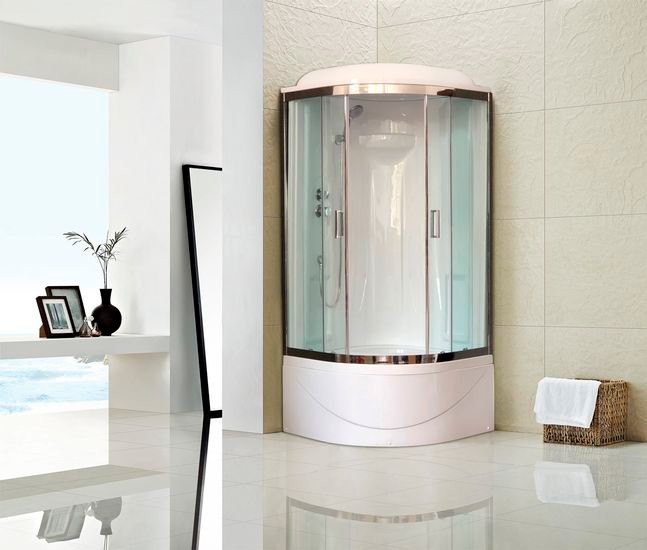 Душевая кабина Royal Bath BK RB90BK1-T-CH с высоким поддоном, с сиденьем