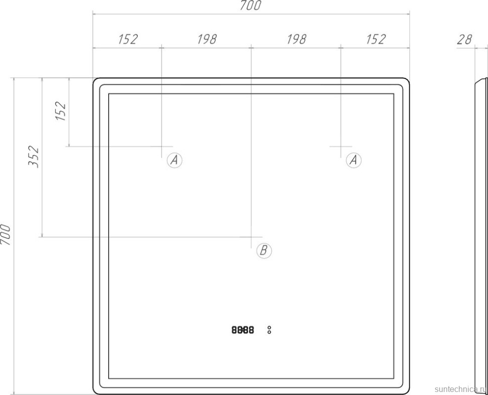 Зеркало Vigo Geometry Luxe 70 с подсветкой и антизапотевателем
