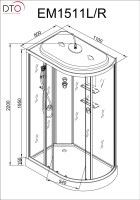 Душевая кабина DTO D EM1511RLEDGM профиль хром, стекло матовое