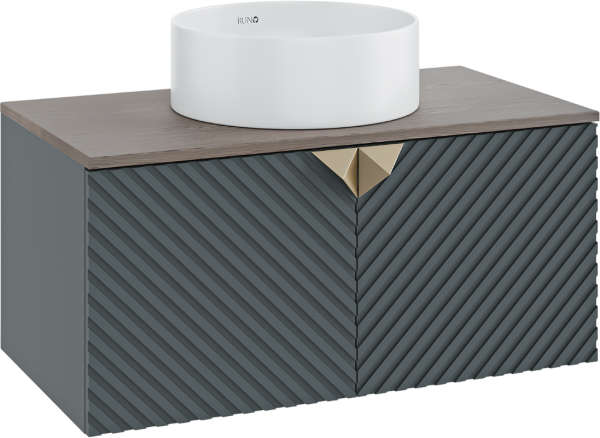 Тумба с раковиной Runo Андорра 85 графит, дуб коньячный, раковина Palla 40