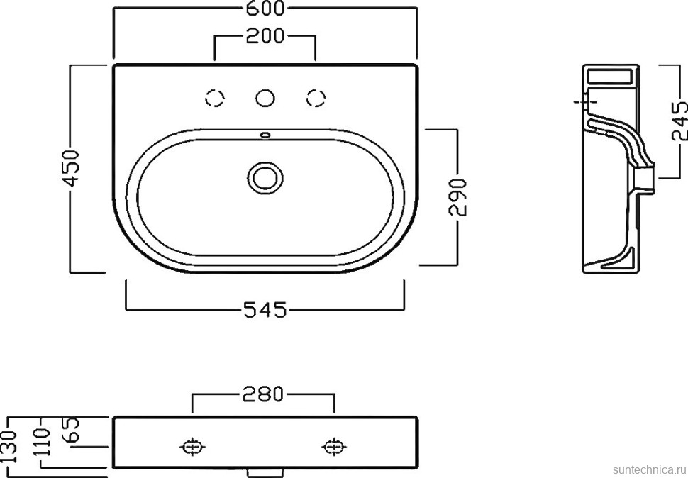 Раковина Hatria Area Y0UH01 60 см. белая