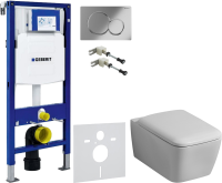 Комплект Унитаз подвесной Geberit iCon Square 201950000 + Крышка Square 571910000 + Крепления Duofix 111.815.00.1 к стене + Звукоизоляция + Инсталляция UP 320 111.300.00.5 + Кнопка Sigma 01 115.770.21.5 хром