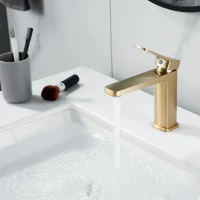 Смеситель для раковины Shevanik S9901G золотой сатин Смеситель для раковины Shevanik S9901G золотой сатин