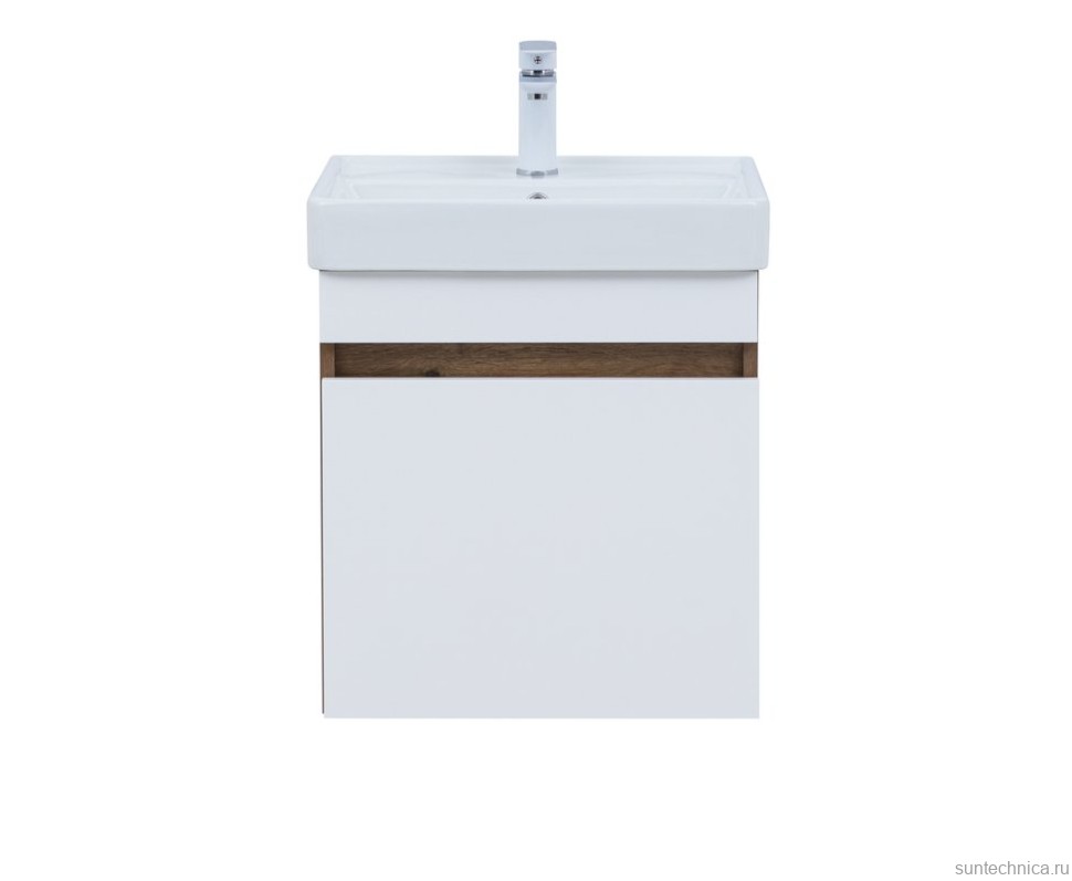 Тумба под раковину без столешницы Aquanet Оптима 50 подвесная, дуб рустикальный, белый сатин