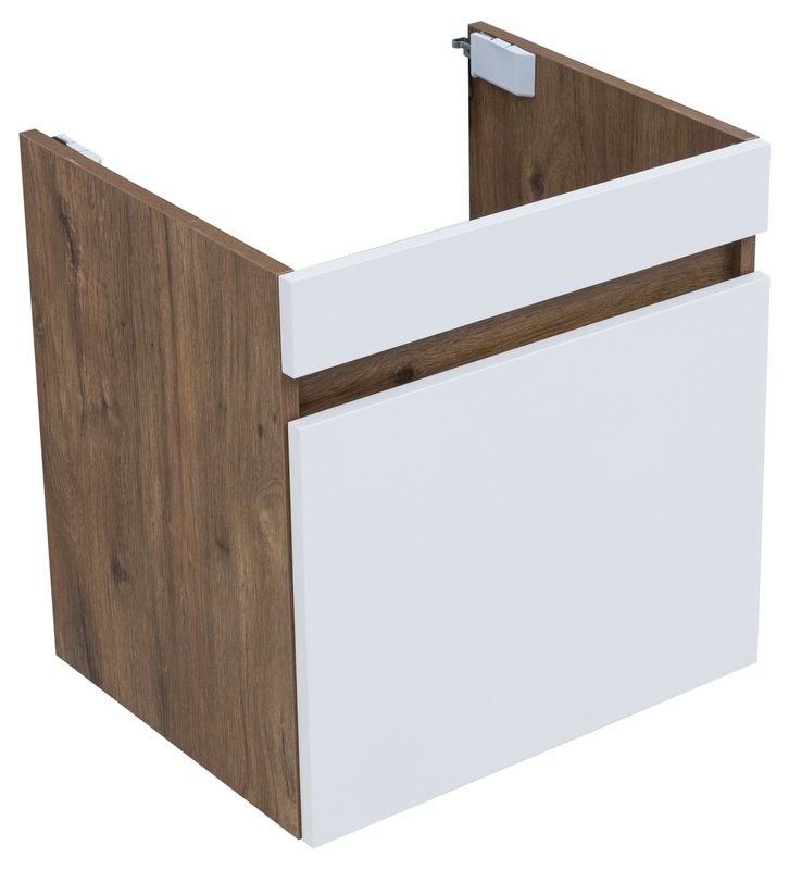 Тумба под раковину без столешницы Aquanet Оптима 50 подвесная, дуб рустикальный, белый сатин