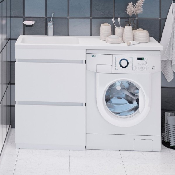 Тумба с раковиной Emmy Джерси 110 L, под стиральную машину