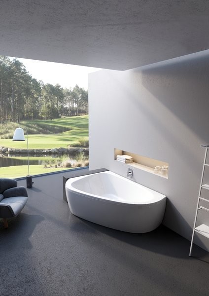 Акриловая ванна Ravak LoveStory II C751000000 L 195x140 см, угловая, левая, пристенная, белая, асимметричная, для двоих