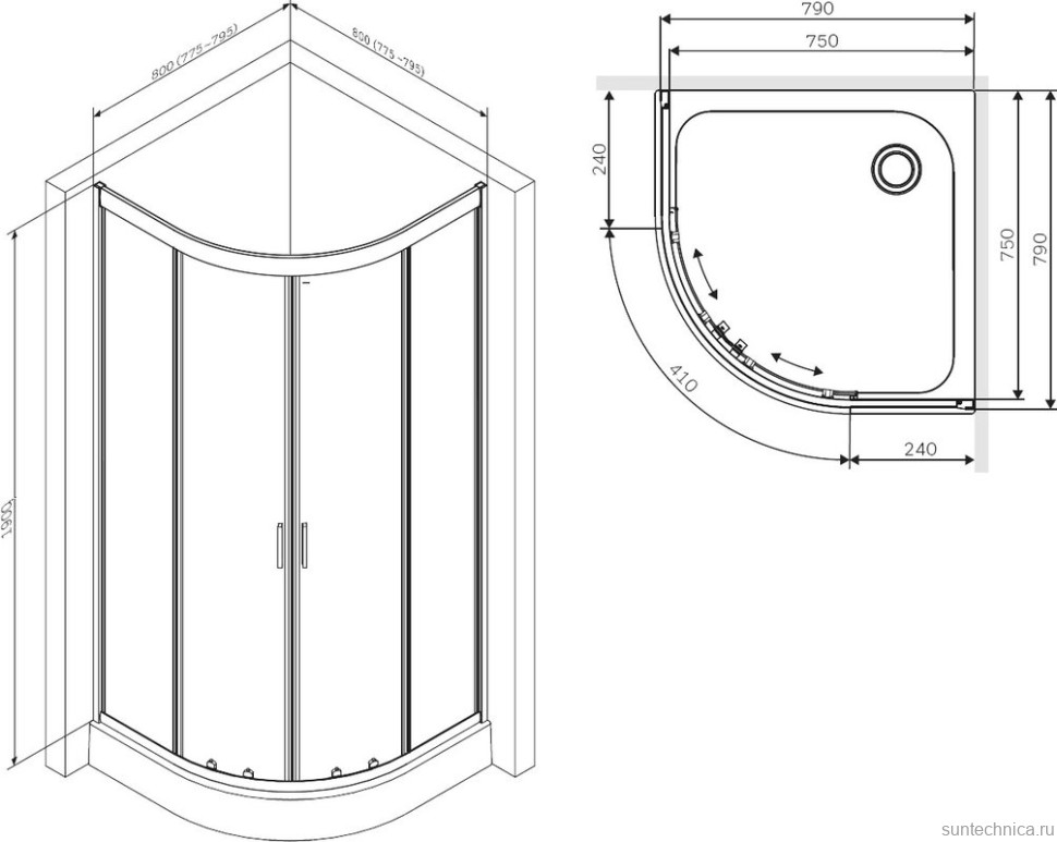 Душевой уголок AM.PM Gem W90G-401-080WT 80x80