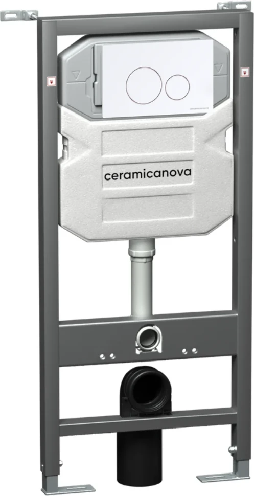 Комплект Унитаз подвесной Ceramicanova Balearica CN6000 безободковый, с микролифтом + Инсталляция Envision CN1001W + Кнопка Round, белая