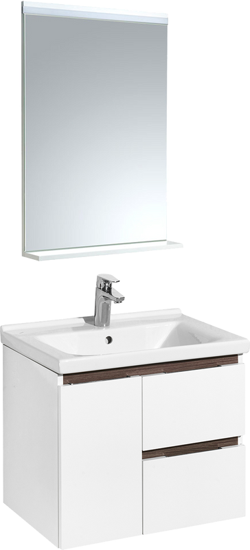 Мебель для ванной комнаты AQUATON Рене 60 белая, грецкий орех