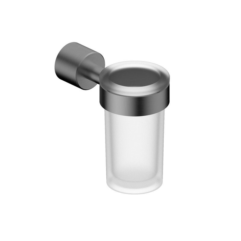 Стакан для ванной Abber Osten 316 AA1861BGG настенный, вороненая сталь, стеклянный