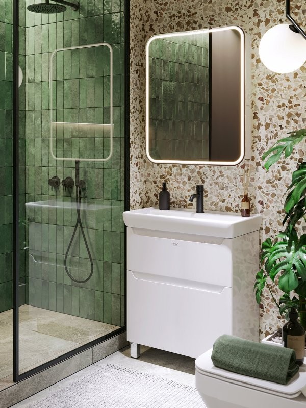 Тумба с раковиной Alavann Lana 70 напольная, 2 ящика, белая