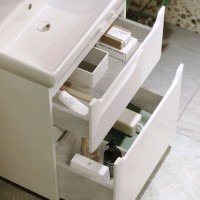 Тумба с раковиной Alavann Lana 70 напольная, 2 ящика, белая