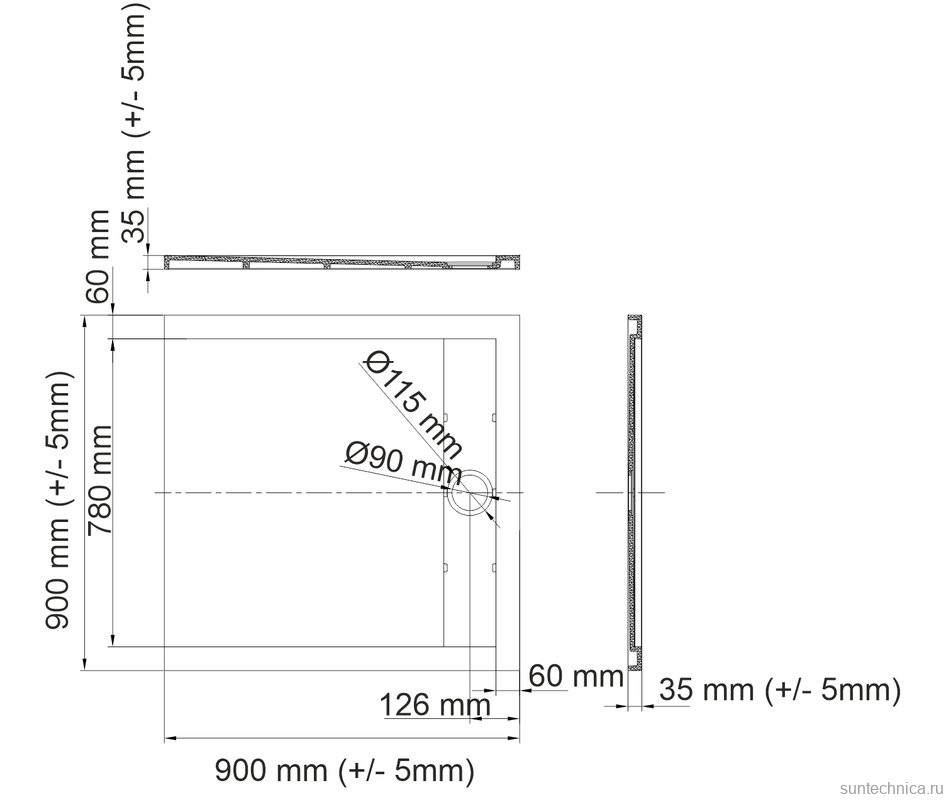 Поддон для душа Wasserkraft Wiese 84T03 90x90