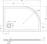 Поддон для душа BelBagno Uno RH R 120х80, белый, с сифоном