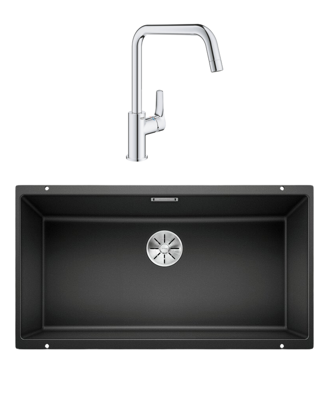 Комплект Мойка Blanco Subline 800-U антрацит + Смеситель Grohe Eurosmart