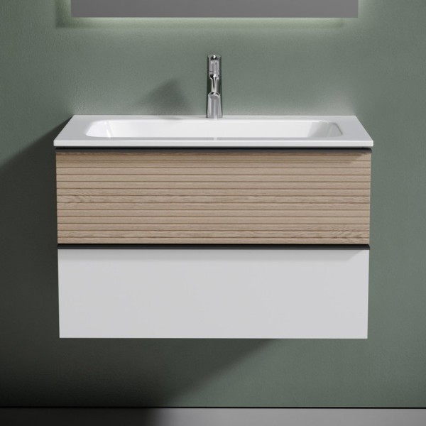 Тумба с раковиной Sancos Delta 80 дуб светлый, белый