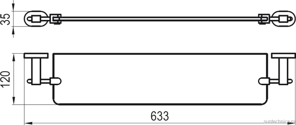 Полка под зеркало Ravak Chrome CR 500.00 63 см, стеклянная