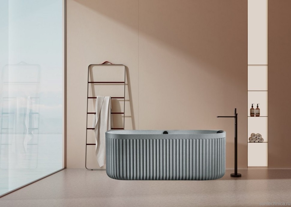 Ванна из искусственного камня AltroBagno Fabiana 090207 170x80 см, пристенная, овальная, на ножках, с донным клапаном, с подголовником