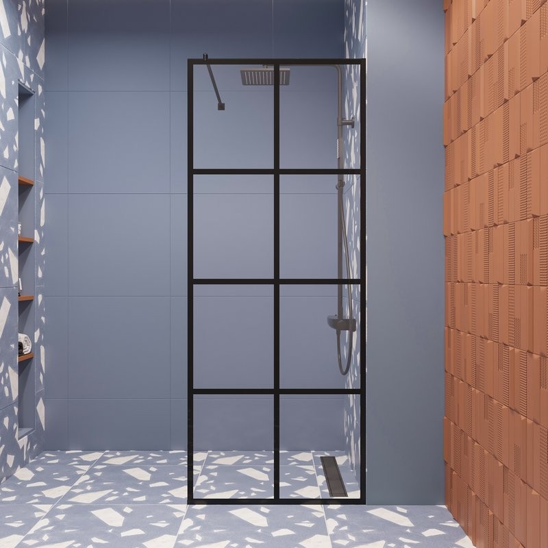 Душевая перегородка DIWO Коломна 80 см, профиль черный матовый