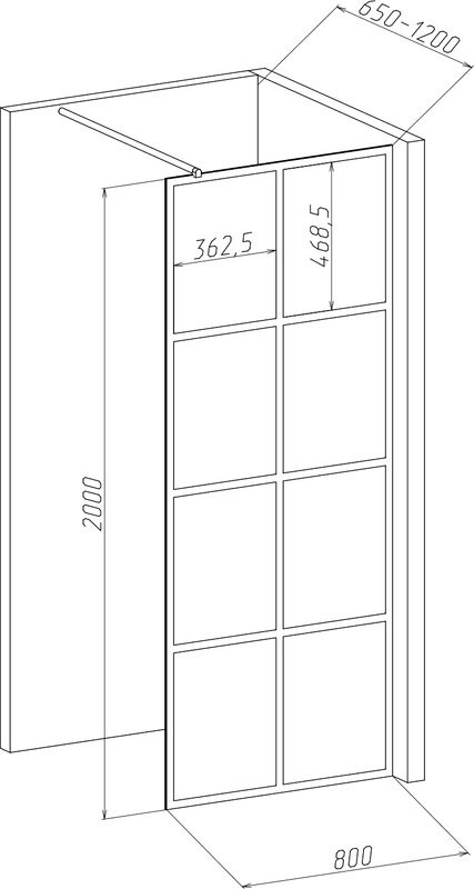Душевая перегородка DIWO Коломна 80 см, профиль черный матовый