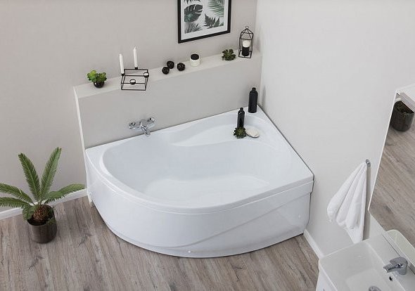 Акриловая ванна Aquanet Graciosa 00205389 R 150x90 см, угловая, правая, пристенная, белая, асимметричная, с каркасом