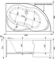 Акриловая ванна Aquanet Graciosa 00205389 R 150x90 см, угловая, правая, пристенная, белая, асимметричная, с каркасом