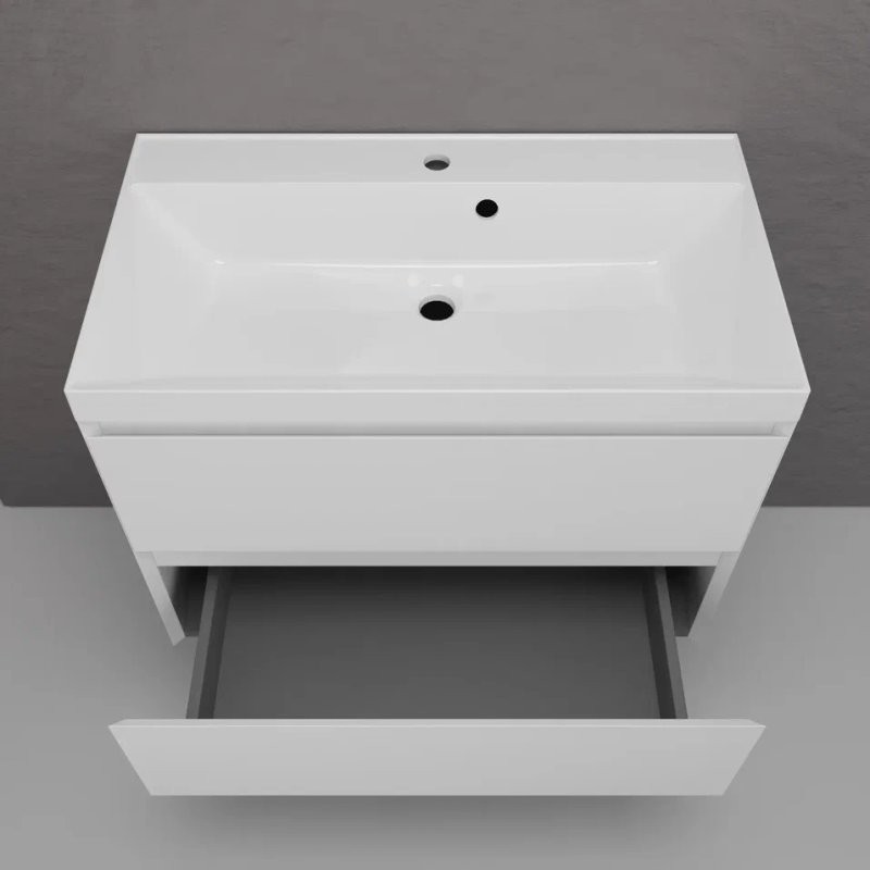 Тумба подвесная "Манхэттен 80" ЭМАЛЬ, под раковину ASTI, 2 ящика, PLUS, белый