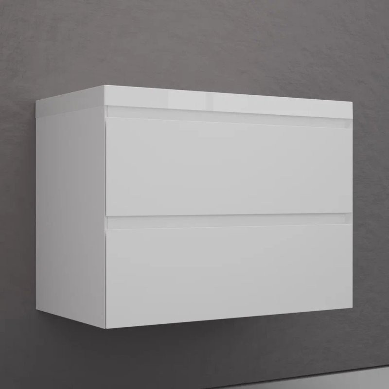 Тумба подвесная "Манхэттен 80" ЭМАЛЬ, под раковину ASTI, 2 ящика, PLUS, белый