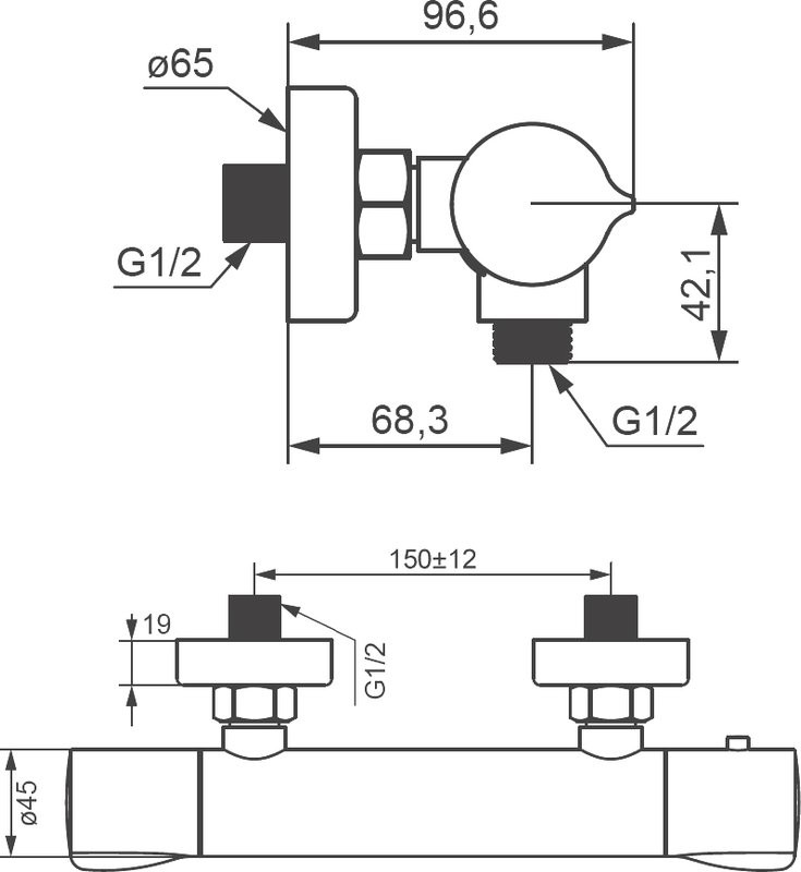 Душевой комплект Термостат Damixa Scandinavian Pure 366000000 + Стойка Gala 953000000