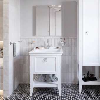 Мебель для ванной VitrA Valarte 65 матовая белая с зеркалом DIWO Элиста 60 с подсветкой