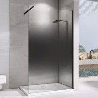 Душевая перегородка Abber Immer Offen AG69123BS 120 см, профиль черный, стекло тонированное