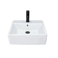 Накладная раковина GID Geometrico N9145 46 глянцевая белая, прямоугольная, фаянс, с 1 отверстием под смеситель