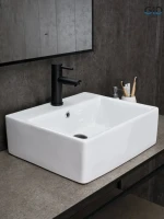Накладная раковина GID Geometrico N9145 46 глянцевая белая, прямоугольная, фаянс, с 1 отверстием под смеситель
