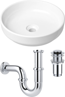 Комплект Накладная раковина Lavinia Boho Bathroom Sink Slim 33311005 + Донный клапан Wellsee Drainage System 182134000 хром + Сифон 182102000 хром