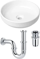 Комплект Накладная раковина Lavinia Boho Bathroom Sink Slim 33311005 + Донный клапан Wellsee Drainage System 182134000 хром + Сифон 182102000 хром