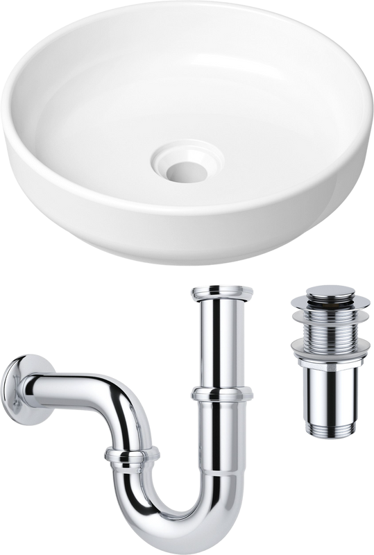 Комплект Накладная раковина Lavinia Boho Bathroom Sink Slim 33311005 + Донный клапан Wellsee Drainage System 182134000 хром + Сифон 182102000 хром