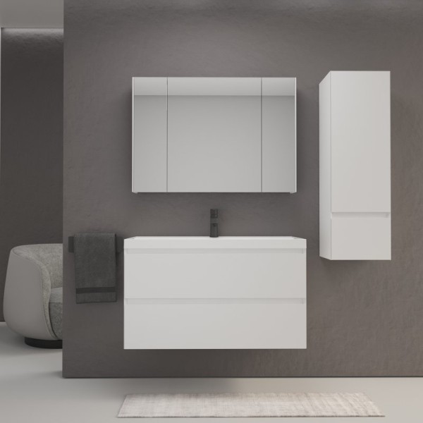 Мебель для ванной комнаты Style Line Манхэттен 100 подвесная, белая, раковина Florentina Астория 100 белая