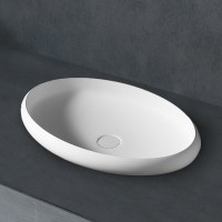 Накладная раковина Abber Stein AS2614 60 матовая белая, овальная, искусственный камень