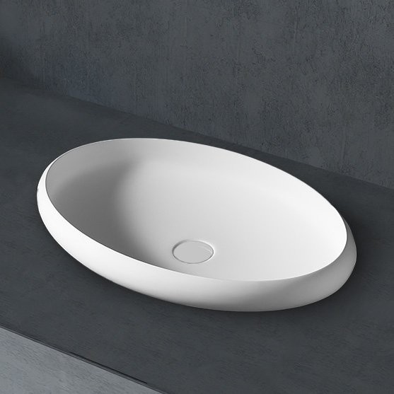 Накладная раковина Abber Stein AS2614 60 матовая белая, овальная, искусственный камень
