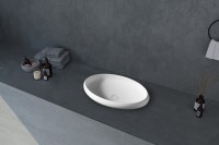 Накладная раковина Abber Stein AS2614 60 матовая белая, овальная, искусственный камень