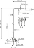 Душевая стойка Wasserkraft Mindel 8500 A185.161.155.WM белая